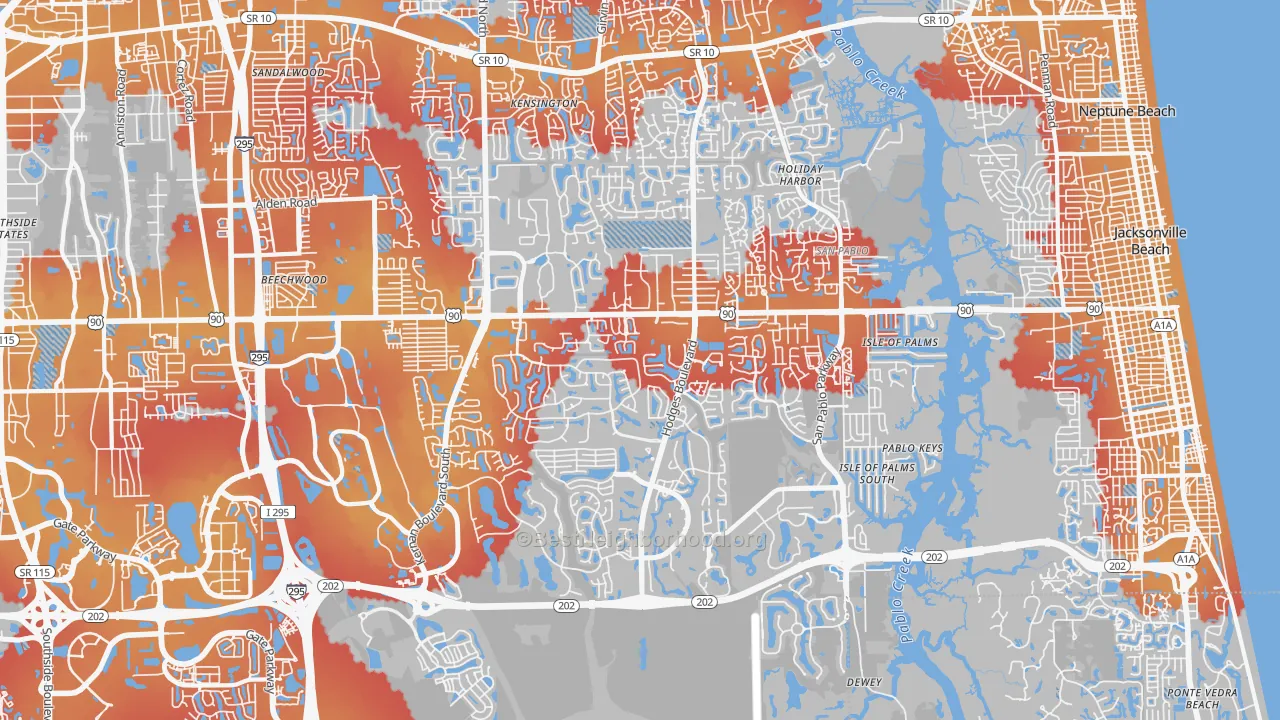 Transit Grade map of 32224, FL
