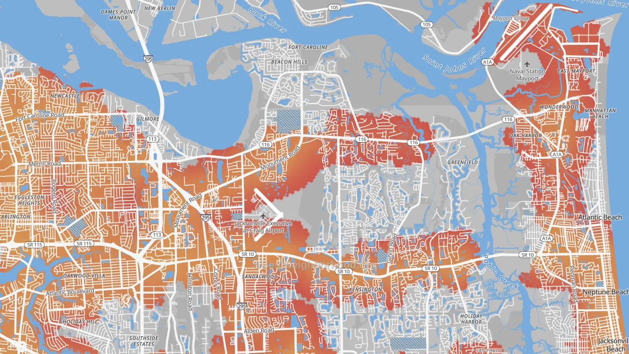 Transit Grade map of 32225, FL