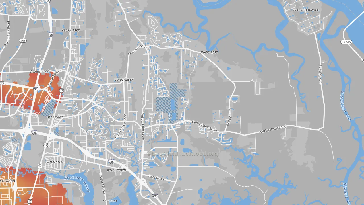 Transit Grade map of 32226, FL
