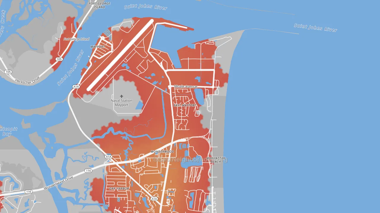 Transit Grade map of 32227, FL