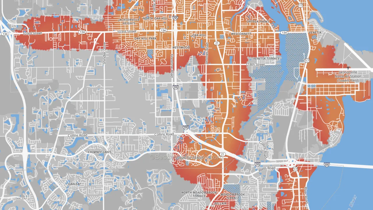 Transit Grade map of 32244, FL