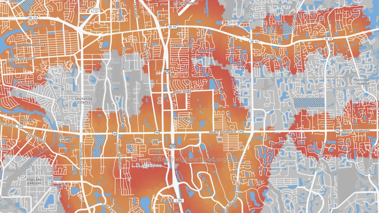 Transit Grade map of 32246, FL