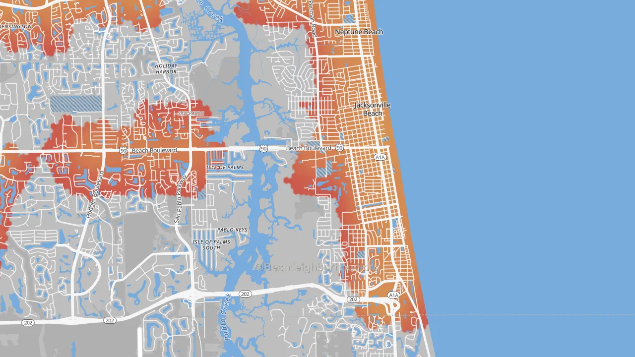 Transit Grade map of 32250, FL
