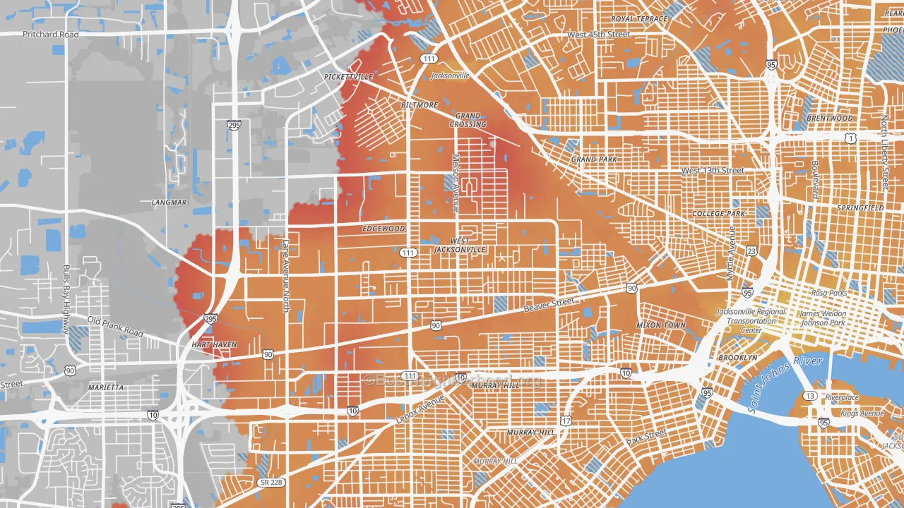 Transit Grade map of 32254, FL