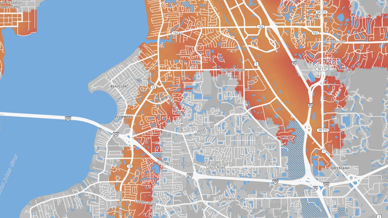 Transit Grade map of 32257, FL