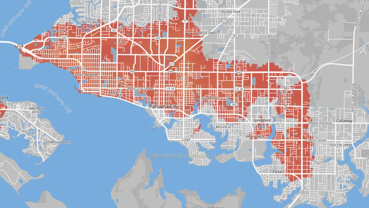 Transit Grade map of 32401, FL