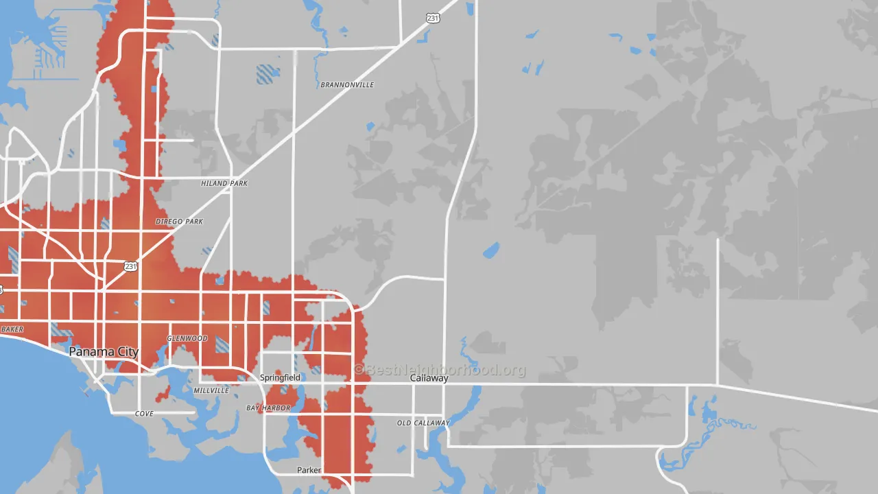 Transit Grade map of 32404, FL