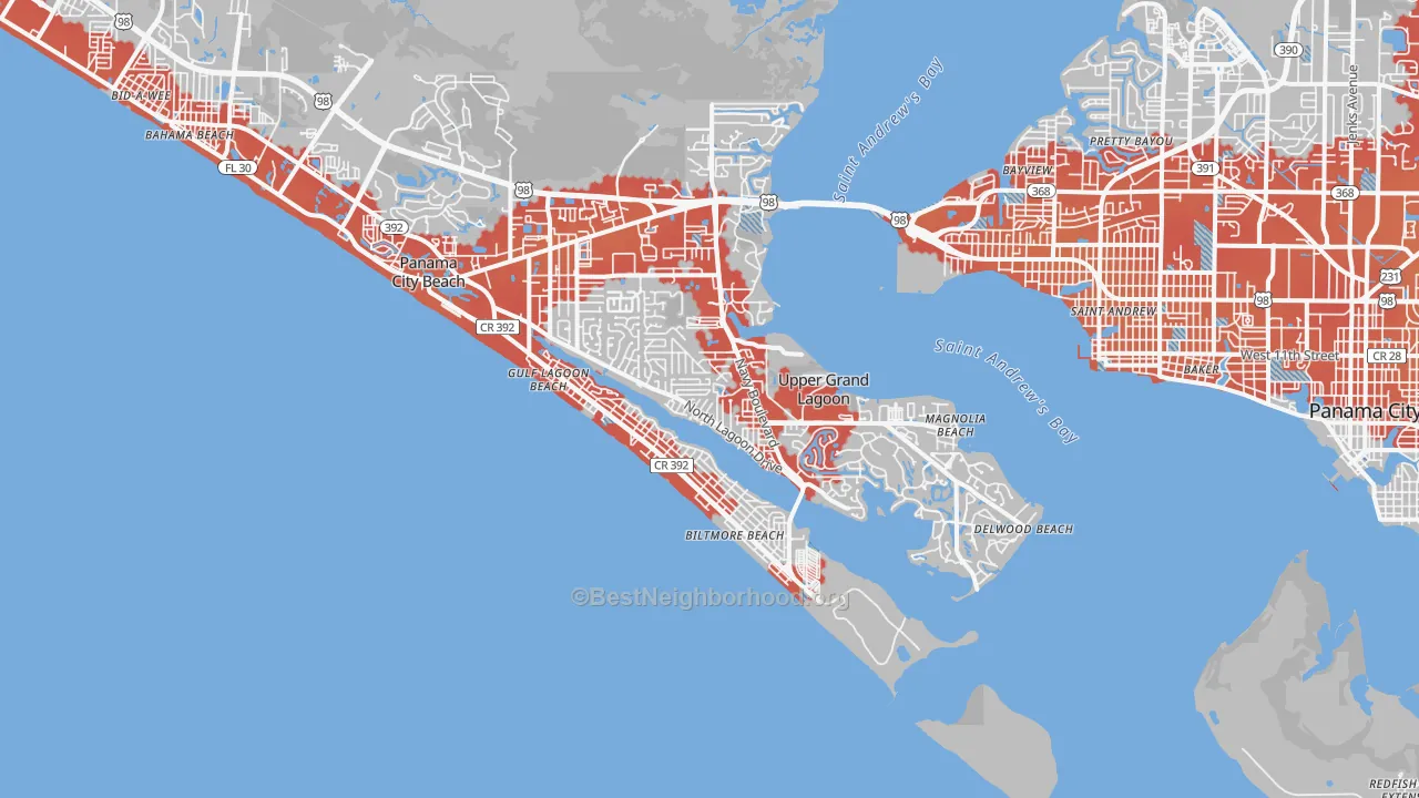 Transit Grade map of 32408, FL