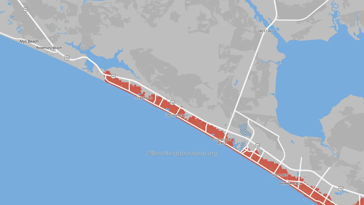 Transit Grade map of 32413, FL