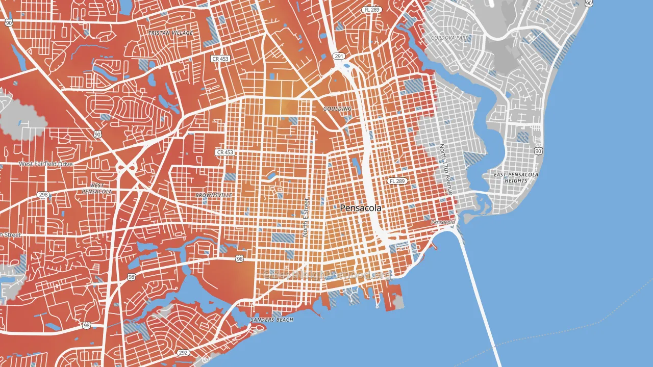 Transit Grade map of 32501, FL