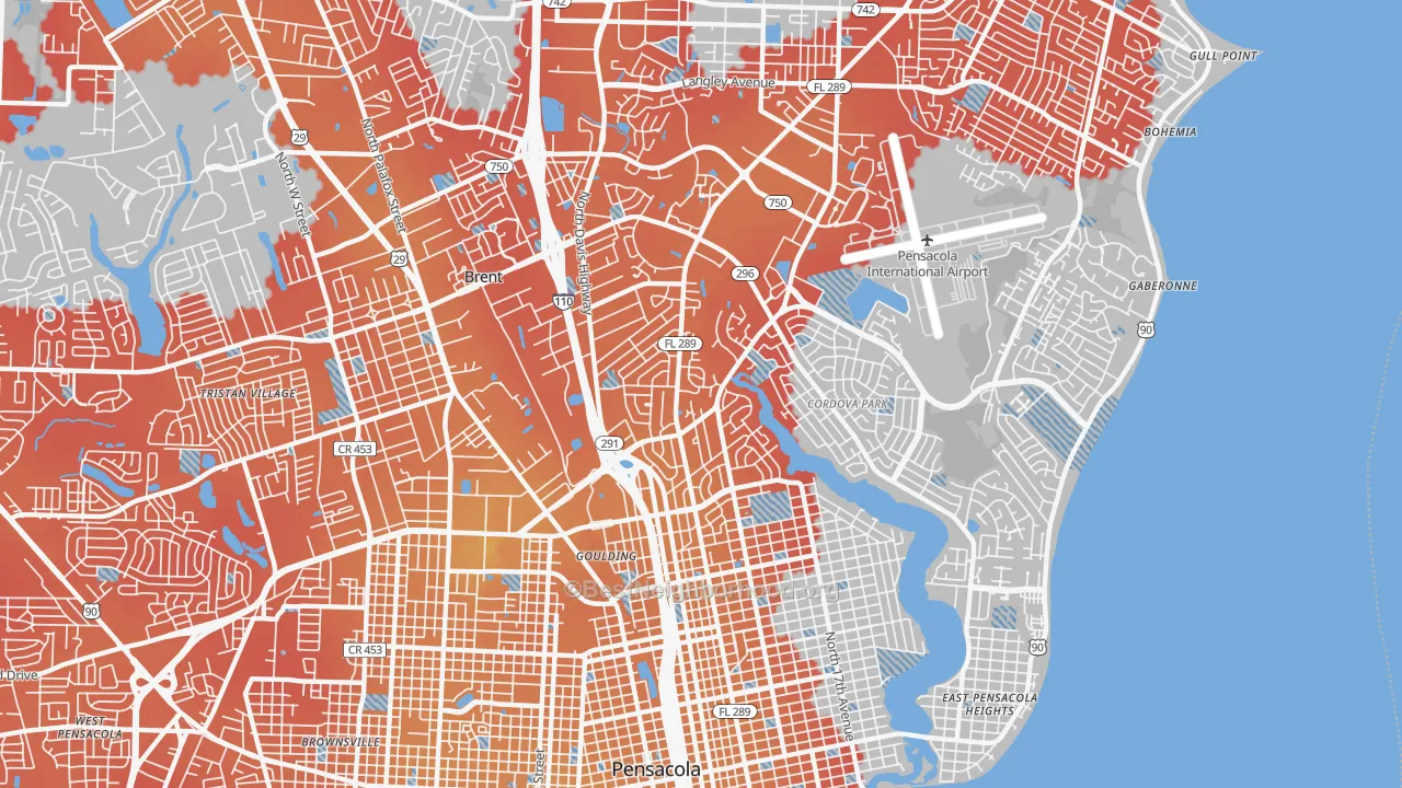 Transit Grade map of 32503, FL