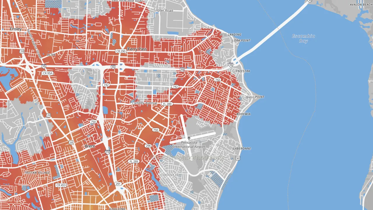 Transit Grade map of 32504, FL