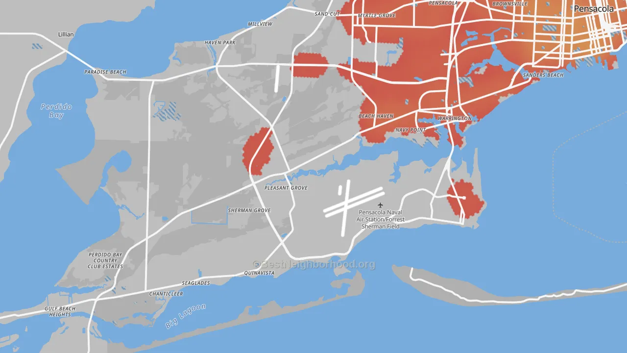 Transit Grade map of 32507, FL