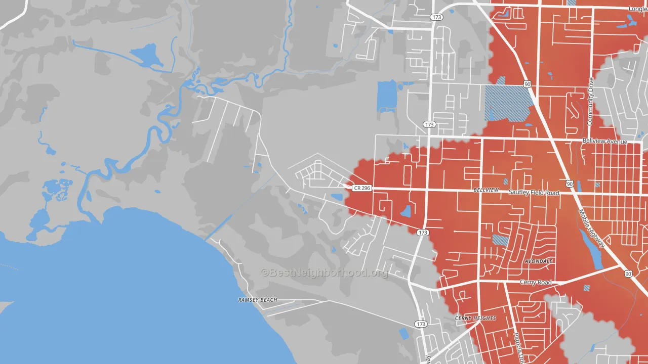 Transit Grade map of 32509, FL