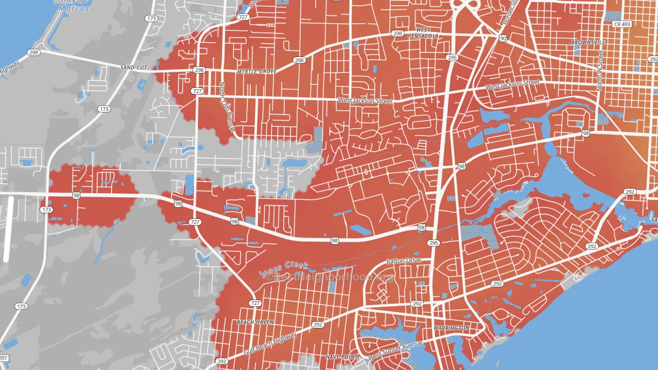 Transit Grade map of 32511, FL