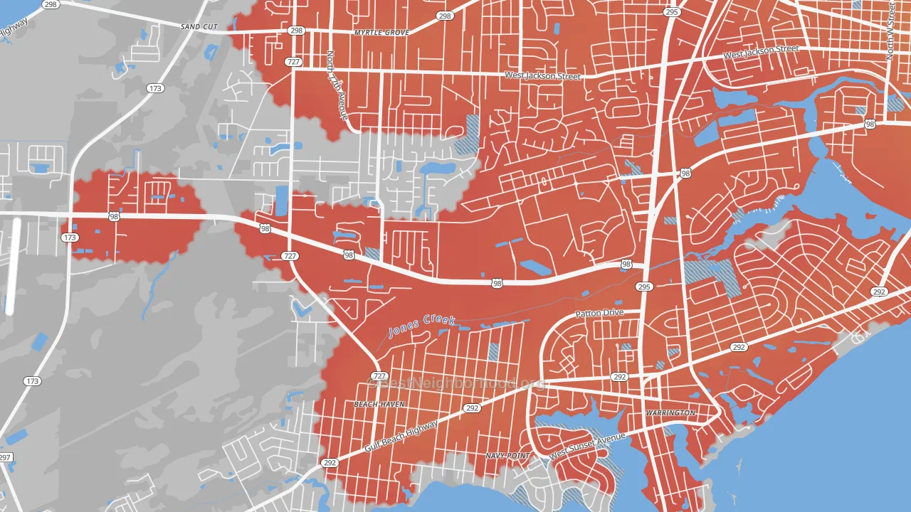 Transit Grade map of 32512, FL