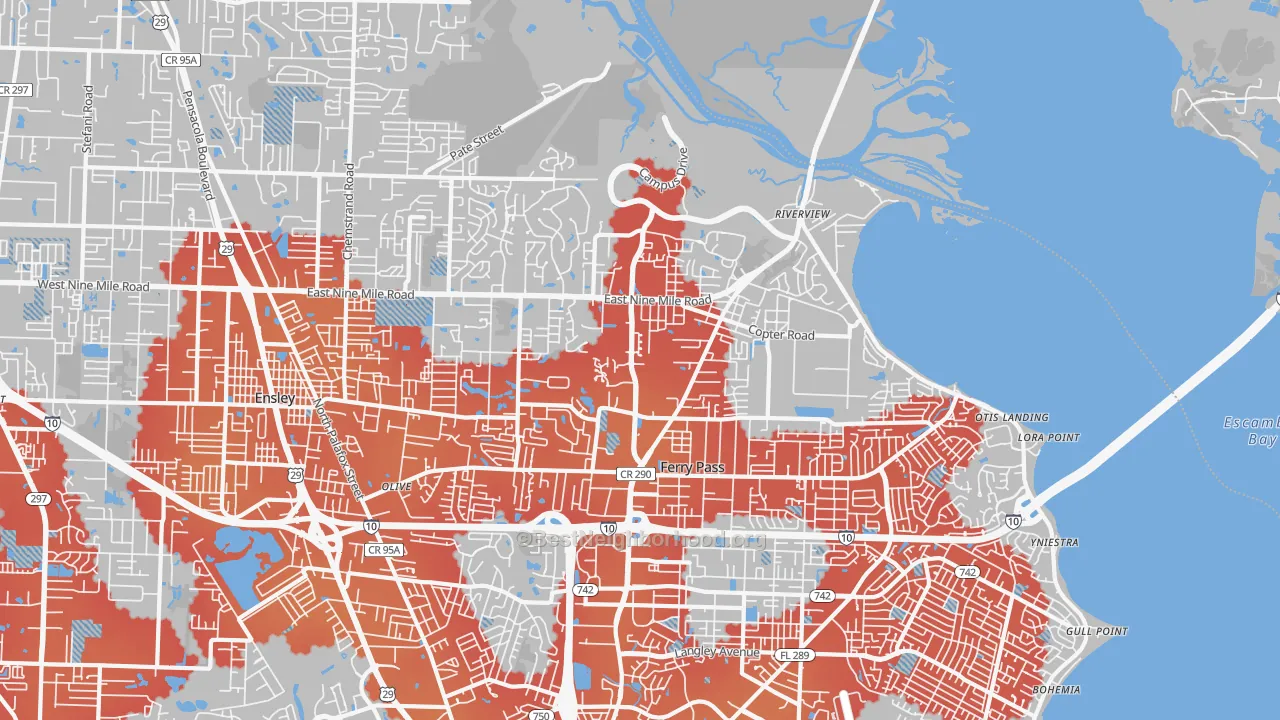 Transit Grade map of 32514, FL