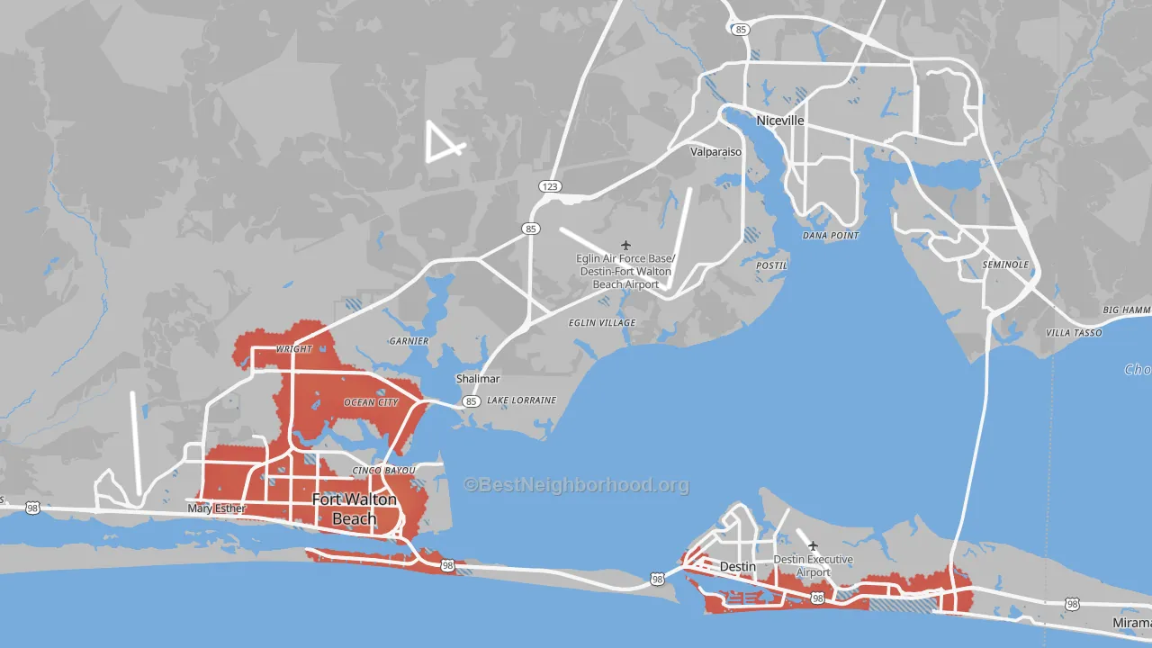 Transit Grade map of 32542, FL
