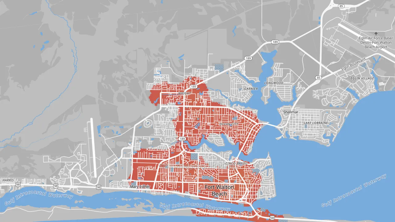 Transit Grade map of 32547, FL