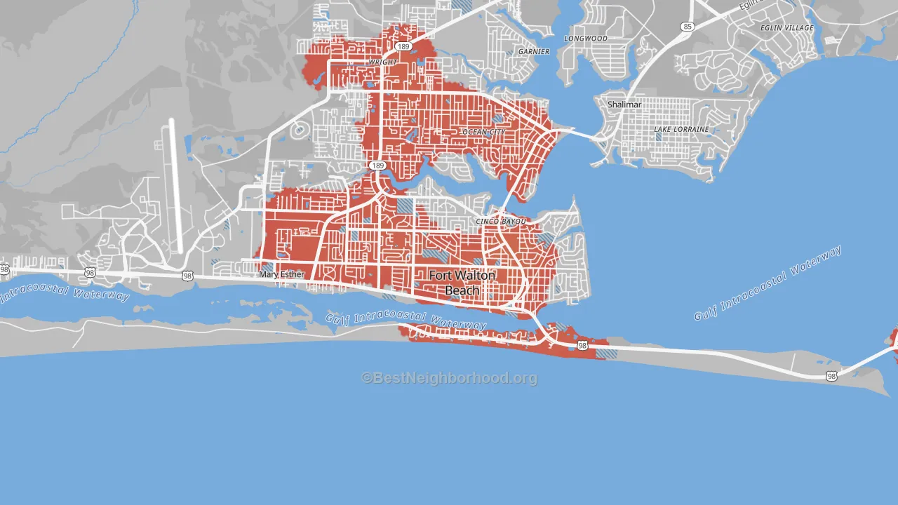 Transit Grade map of 32548, FL