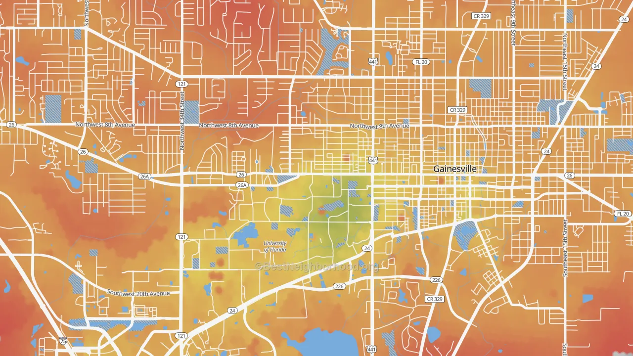 Transit Grade map of 32603, FL