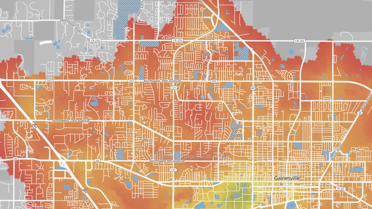 Transit Grade map of 32605, FL