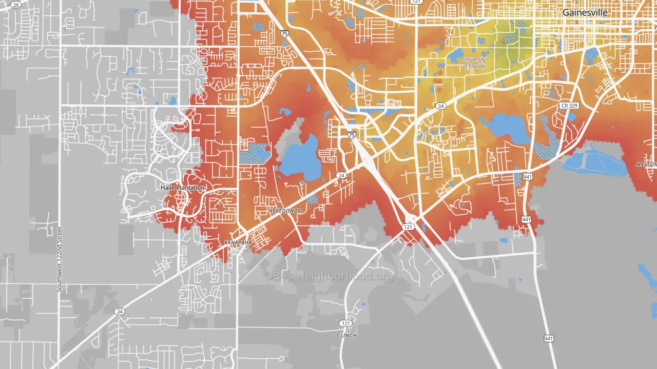 Transit Grade map of 32608, FL