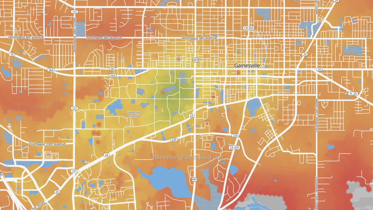 Transit Grade map of 32610, FL