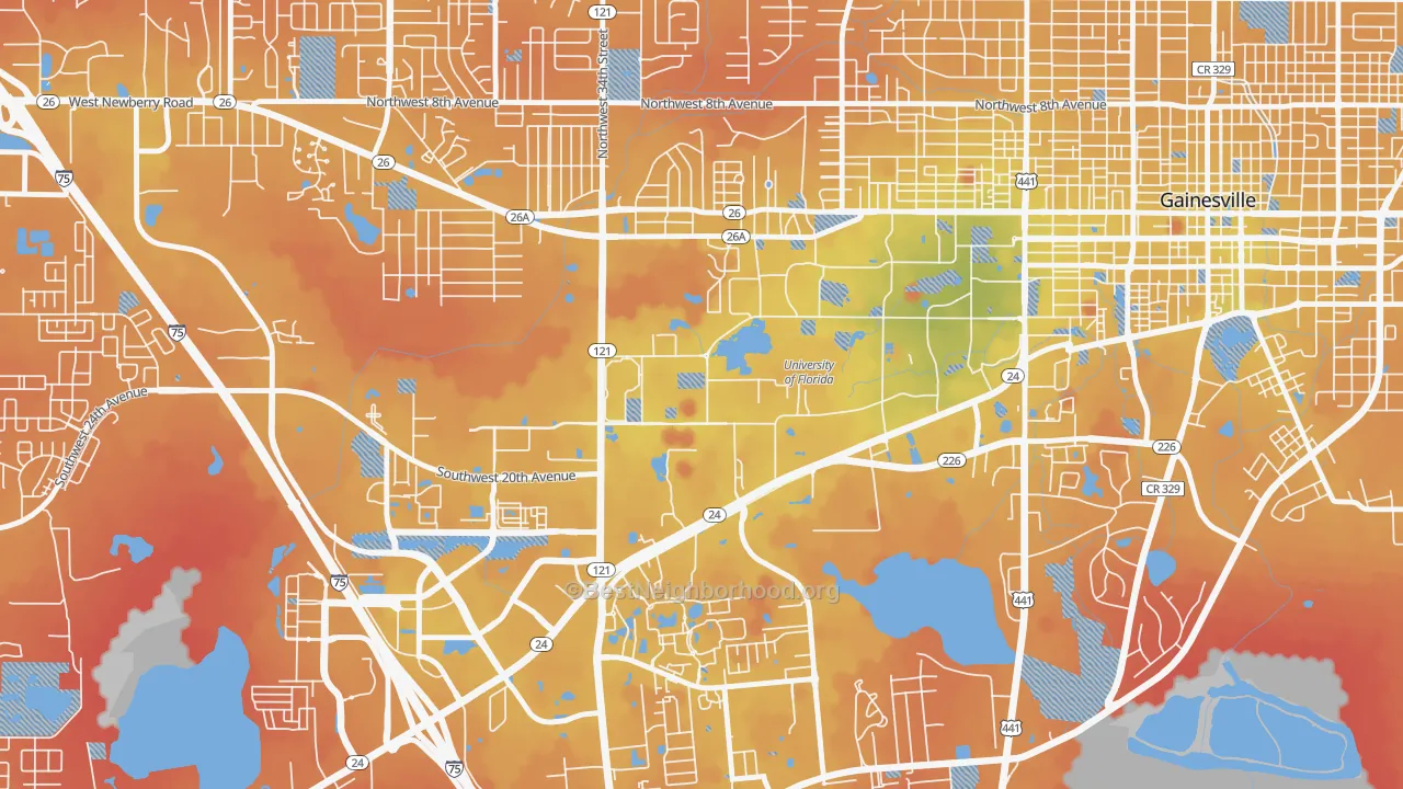 Transit Grade map of 32611, FL