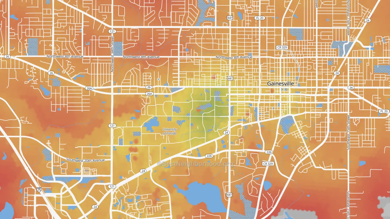 Transit Grade map of 32612, FL