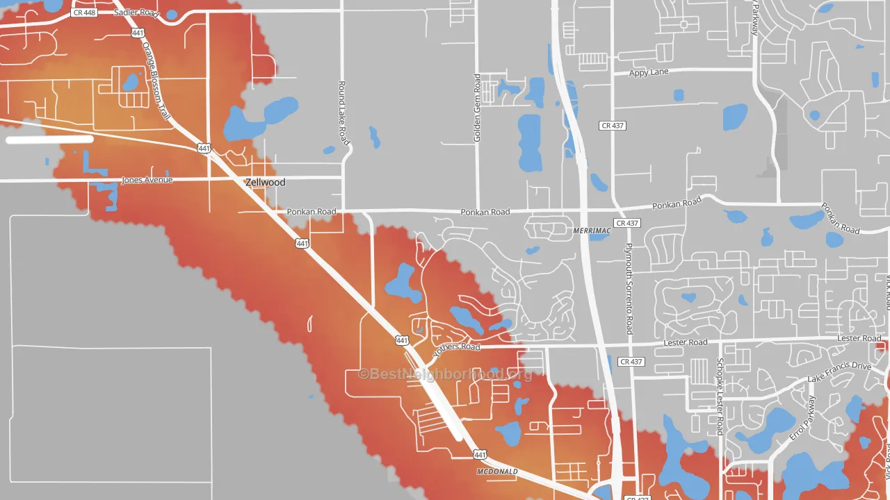 Transit Grade map of 32798, FL