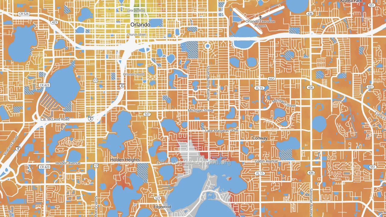 Transit Grade map of 32806, FL