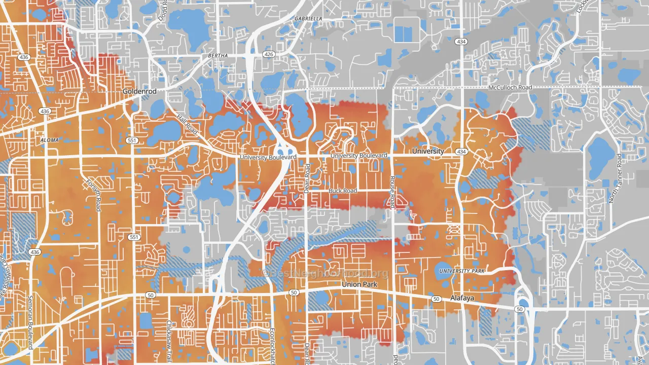 Transit Grade map of 32817, FL