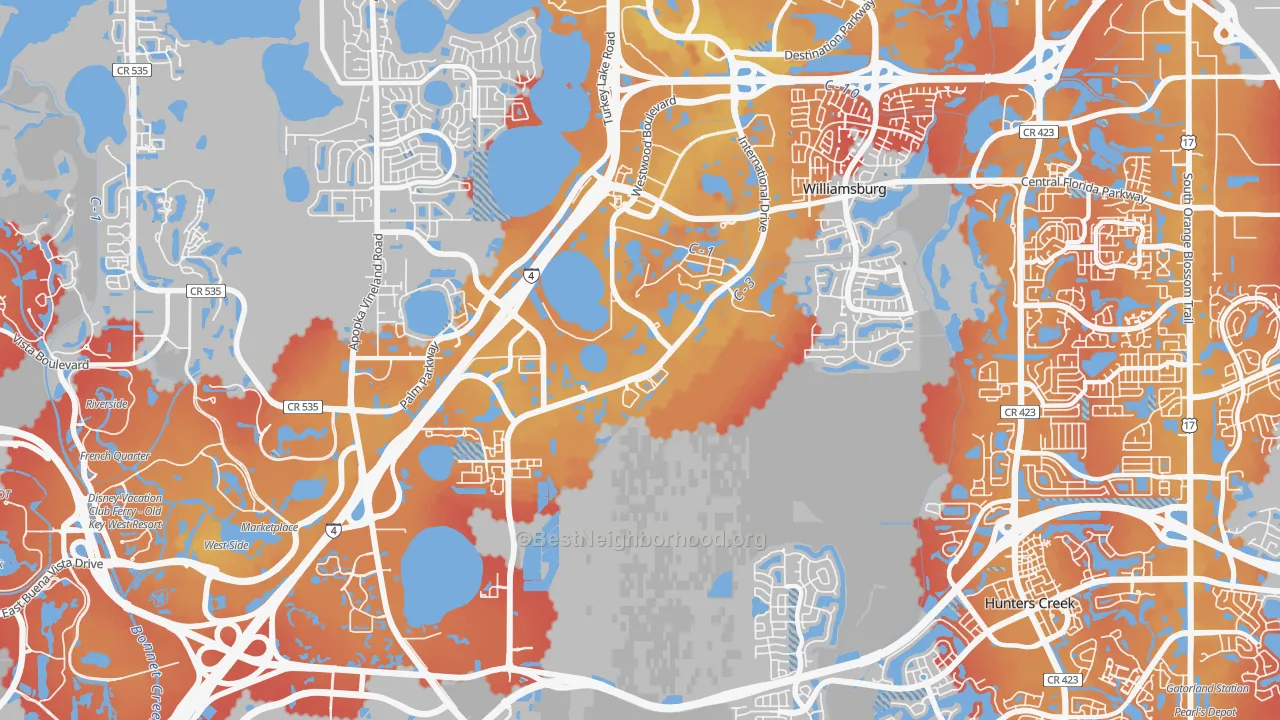 Transit Grade map of 32821, FL