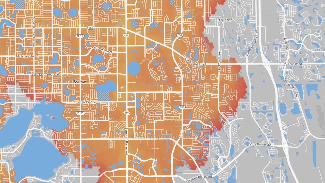 Transit Grade map of 32822, FL