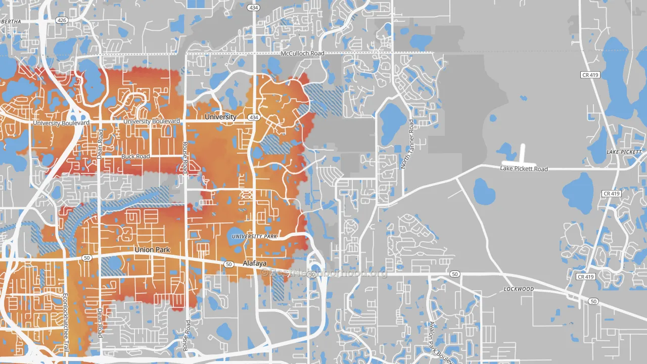 Transit Grade map of 32826, FL