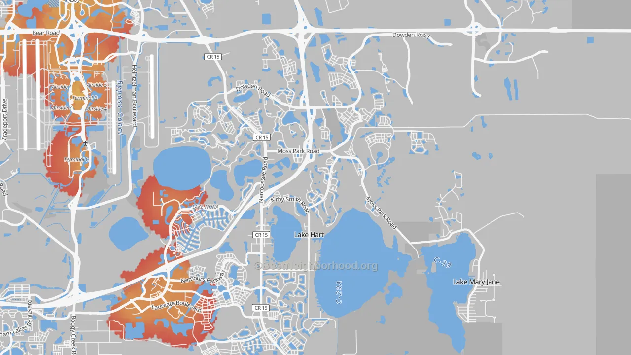 Transit Grade map of 32832, FL