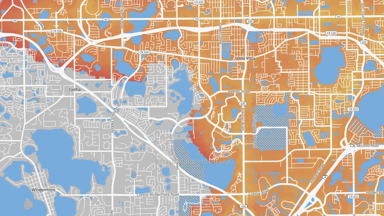 Transit Grade map of 32835, FL