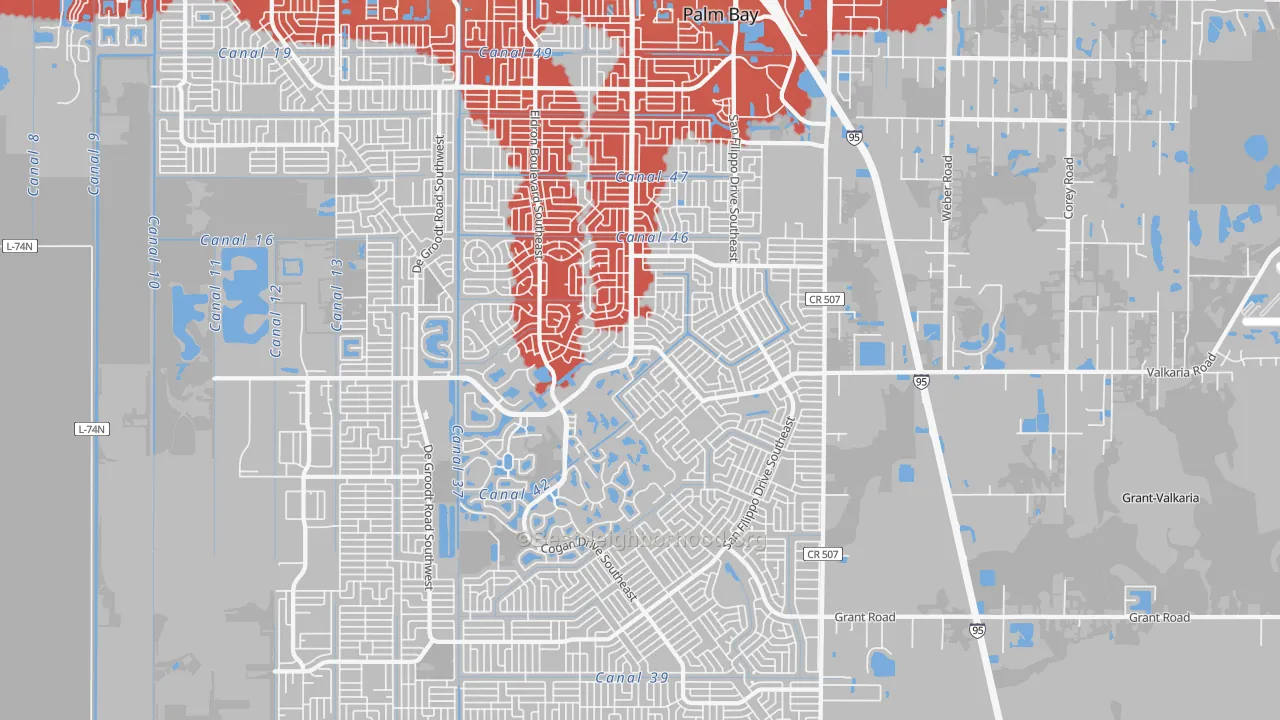 Transit Grade map of 32909, FL