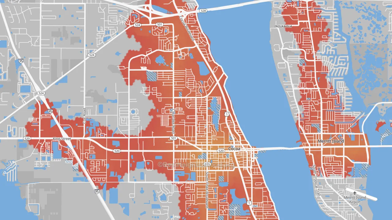 Transit Grade map of 32922, FL