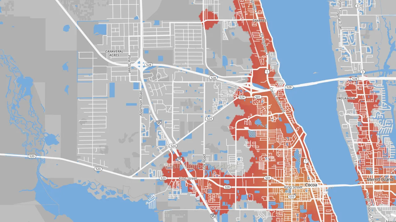 Transit Grade map of 32926, FL
