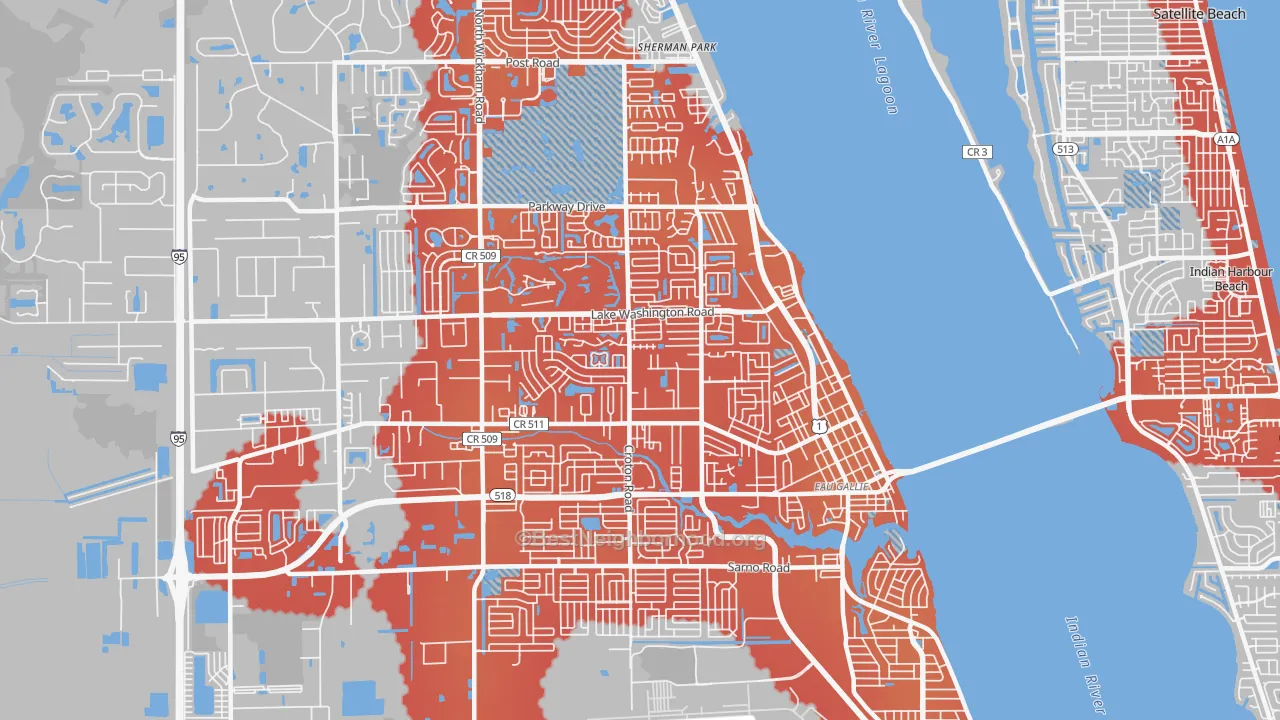 Transit Grade map of 32935, FL
