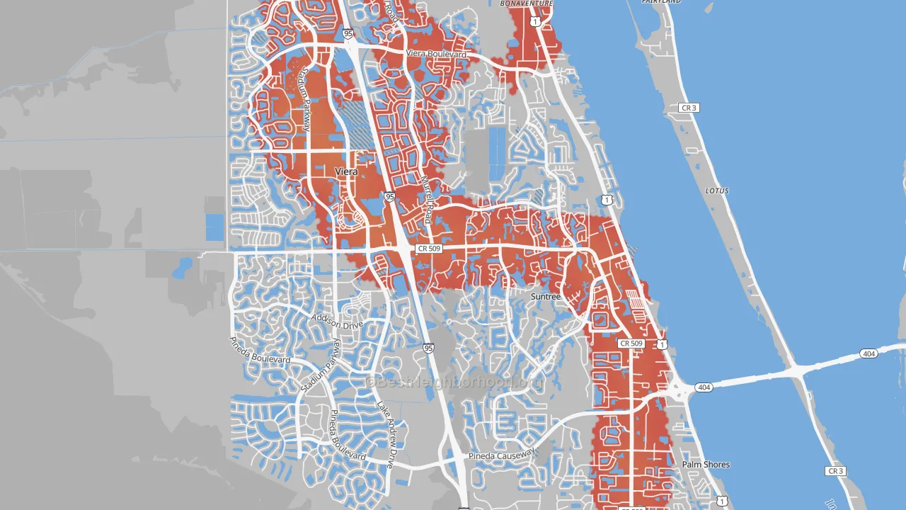Transit Grade map of 32940, FL