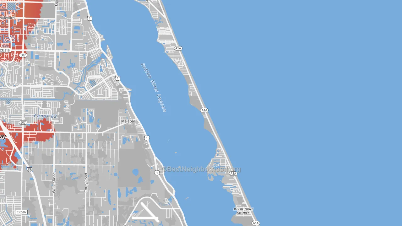 Transit Grade map of 32951, FL
