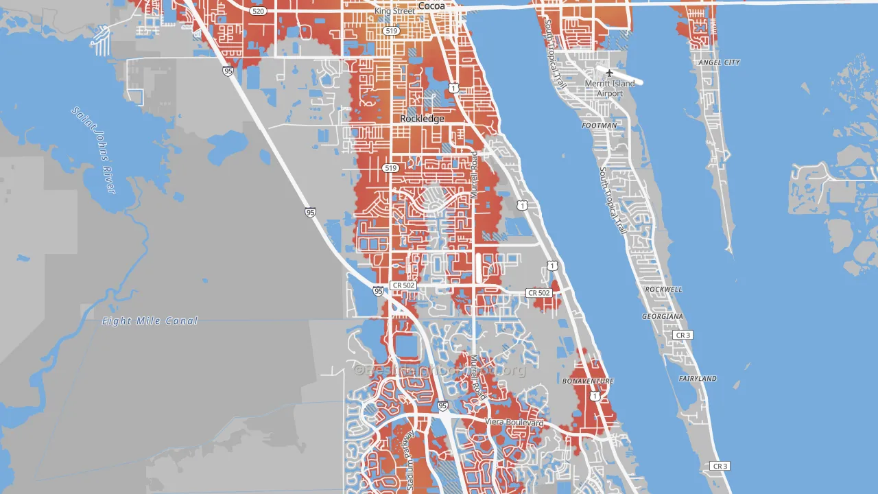 Transit Grade map of 32955, FL