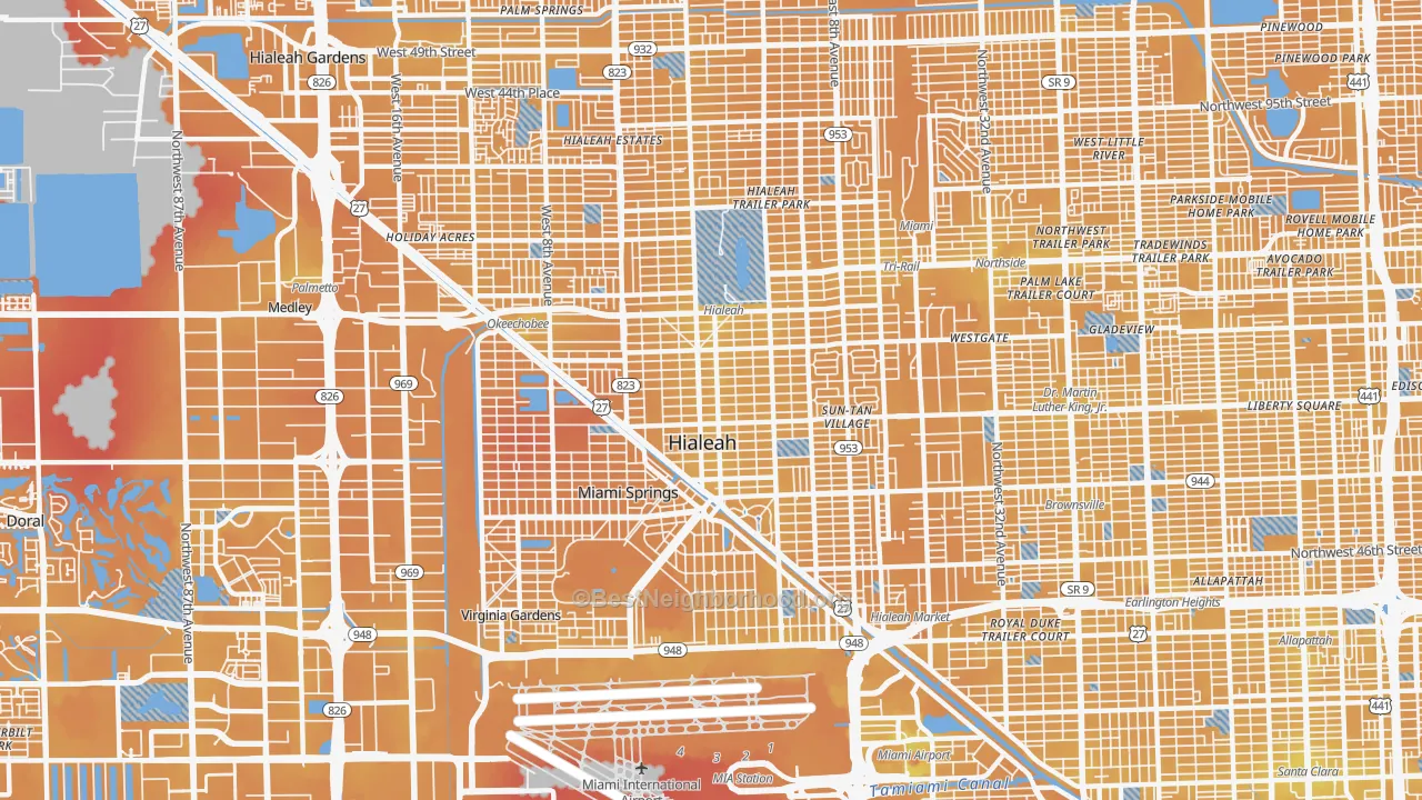 Transit Grade map of 33010, FL