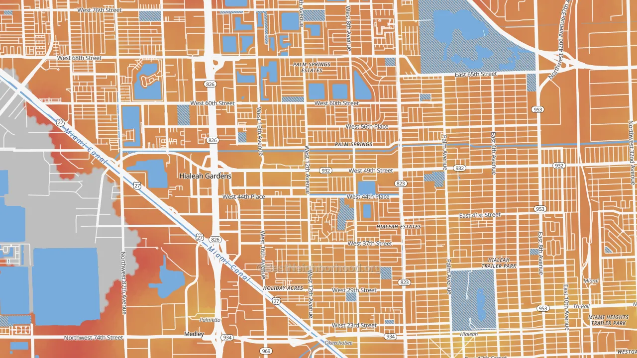 Transit Grade map of 33012, FL