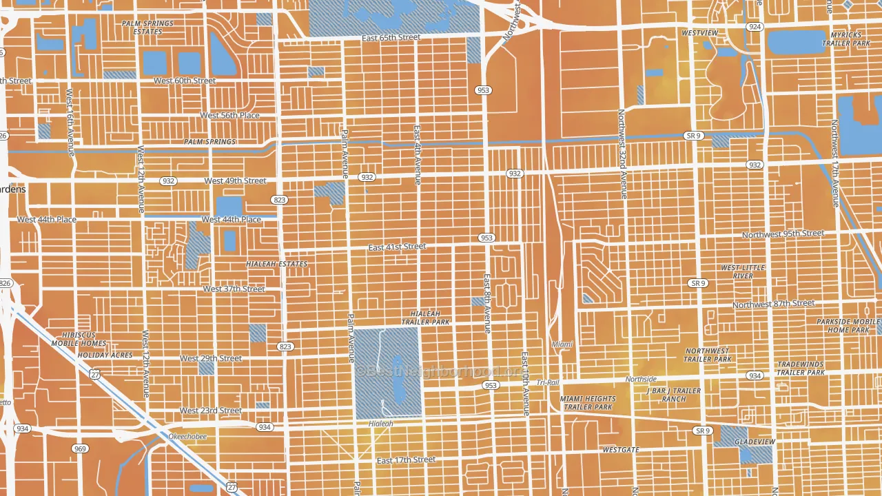 Transit Grade map of 33013, FL