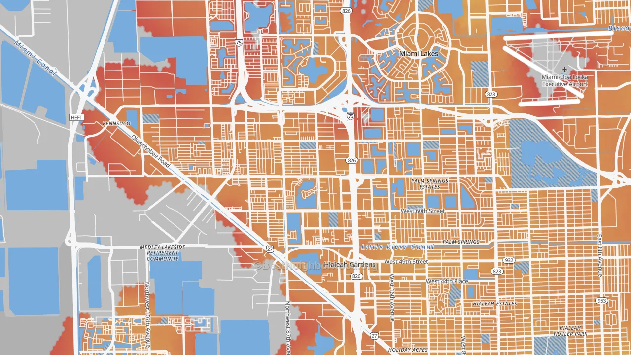 Transit Grade map of 33016, FL