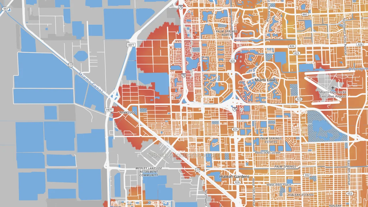 Transit Grade map of 33018, FL
